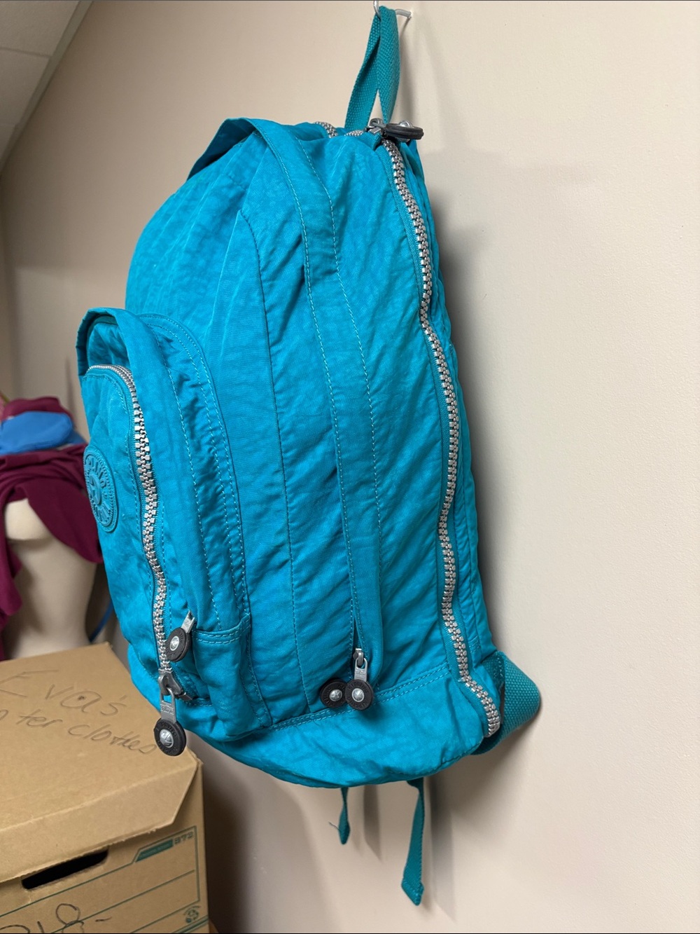 Kipling Backpack Turquoise w Charm - Picture 4 of 11